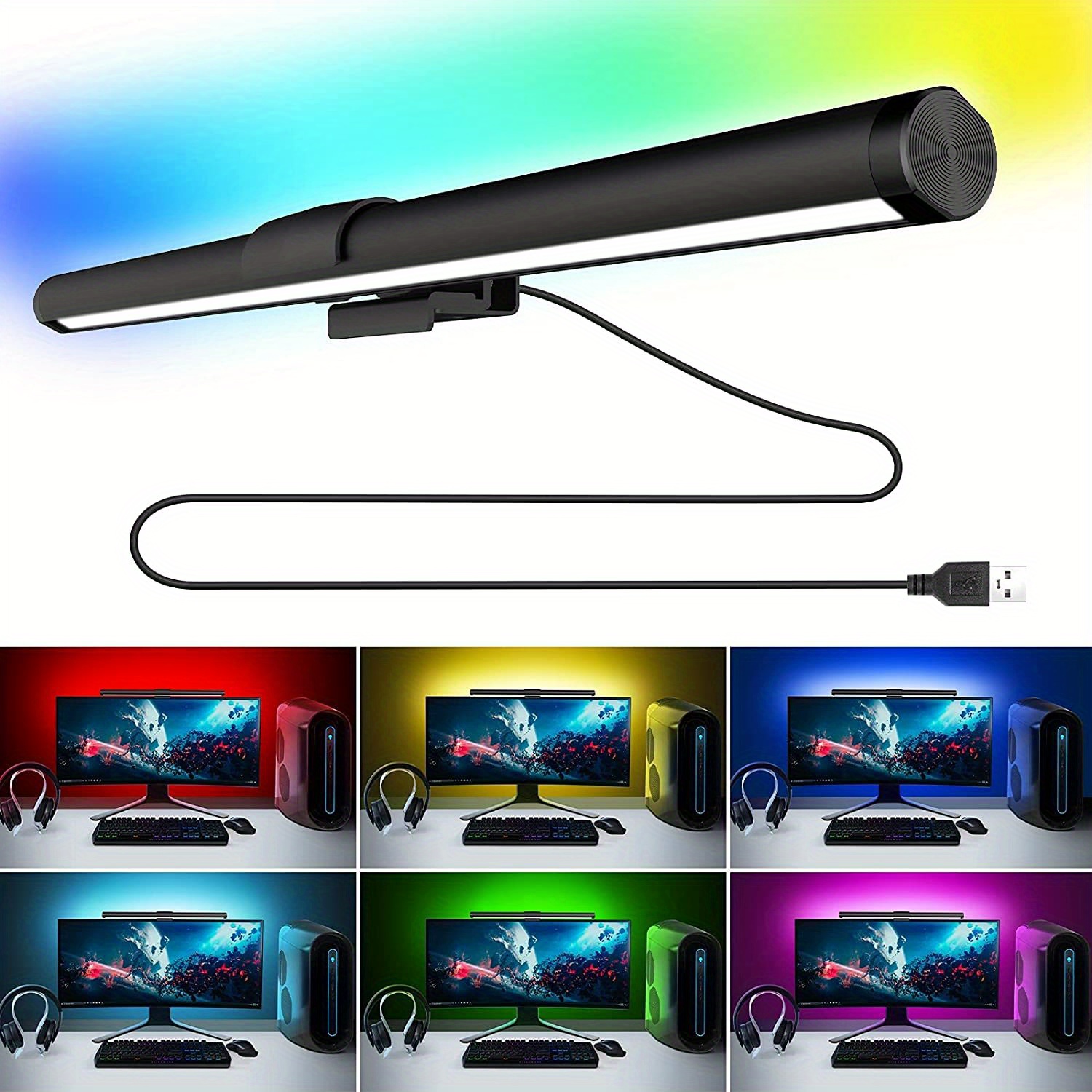 1pc computer monitor light bar e reading led reading lamp monitor light bar touch sensor usb game accessory is suitable for home office details 1