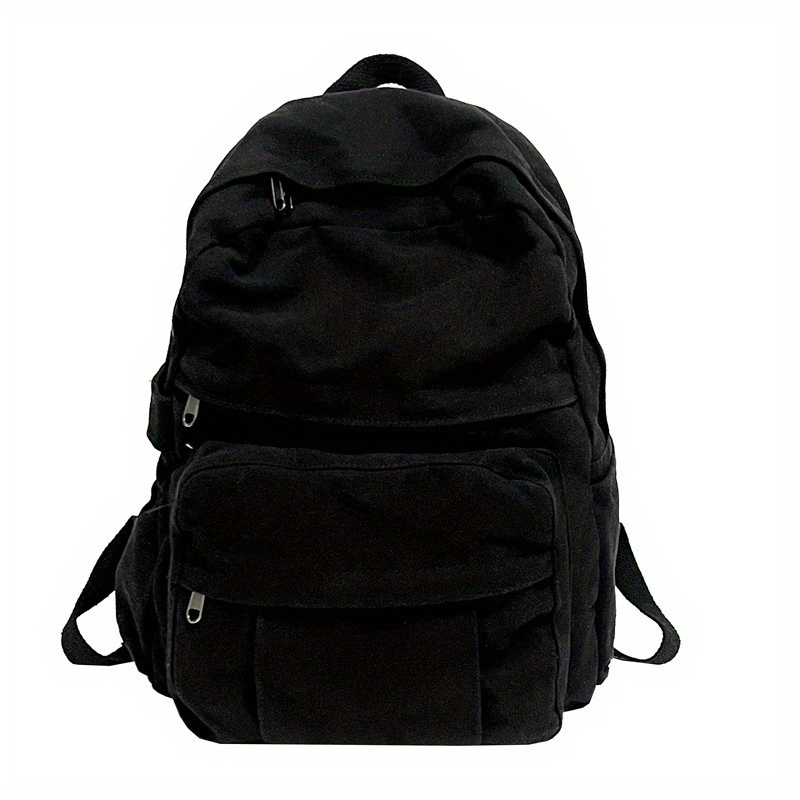 Plain black shop canvas backpack