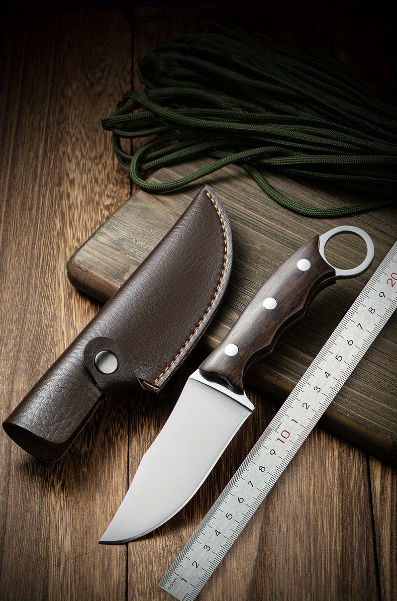 Premium Outdoor Stainless Steel Hunting Knife With Wooden Handle
