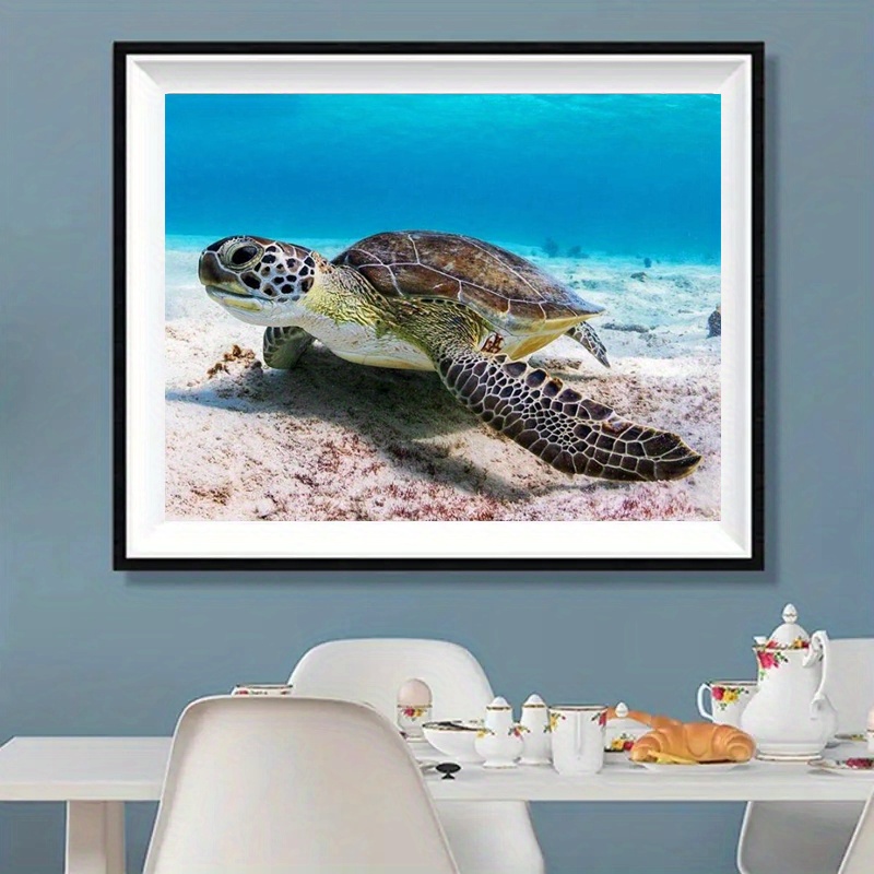 Beautiful Deep Sea Colorful Big Turtle Round Artificial Diamond Painting  Kits 5D Art Embroidery Cross Stitch Painting Diamond Painting Art 1pc  20*20cm