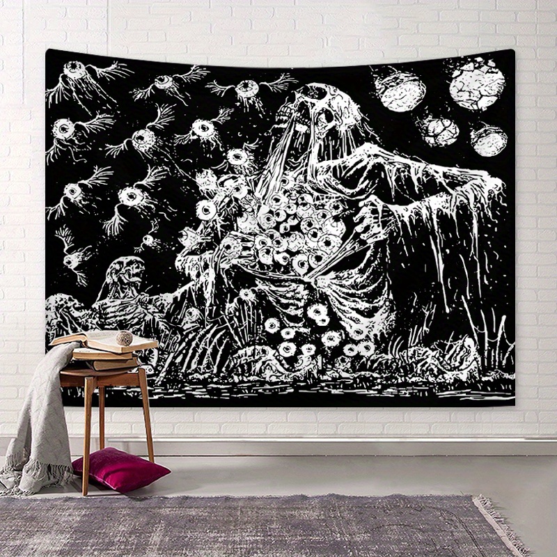 Trippy black best sale and white tapestry