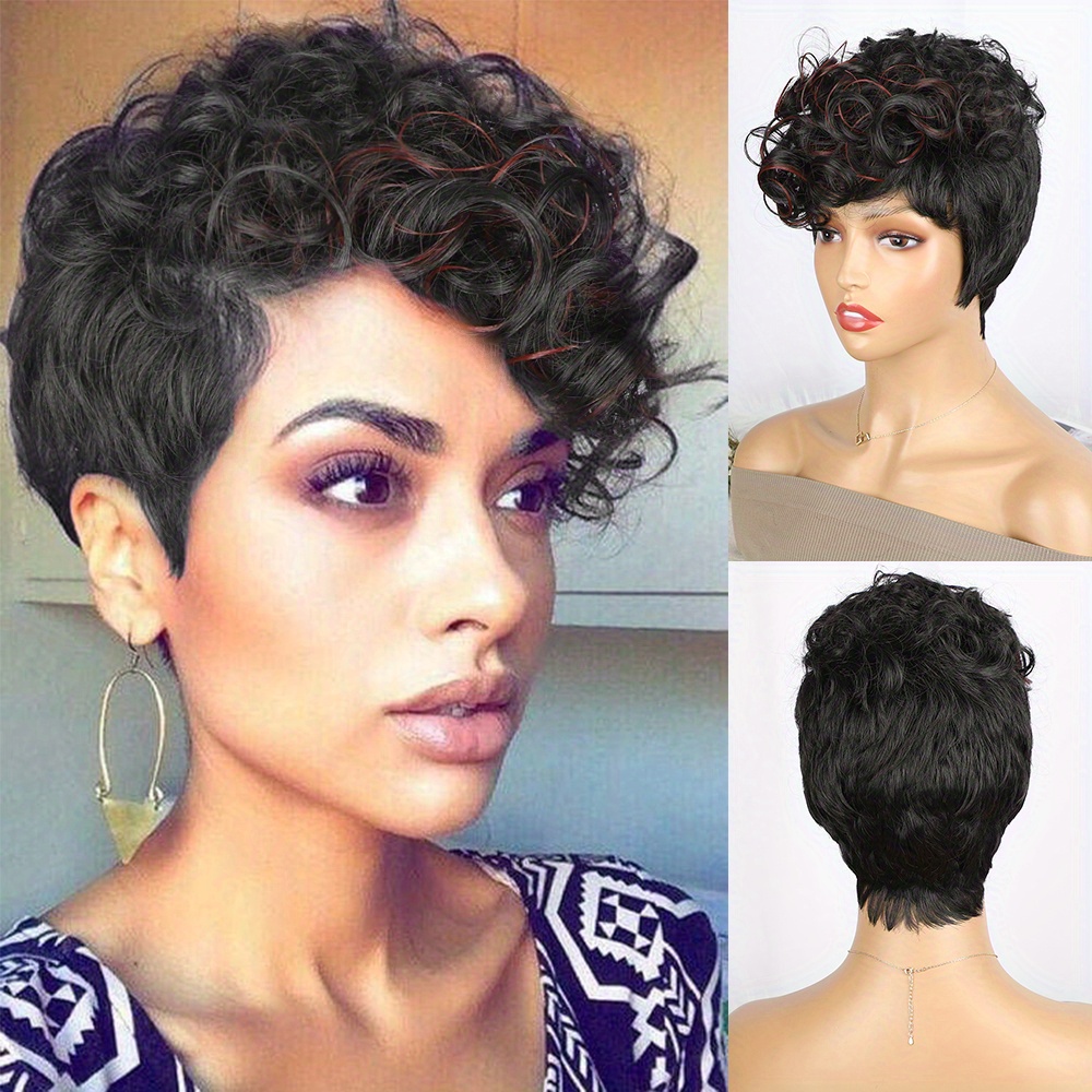 1 piece synthetic heat-resistant Short curly hair , 10 inches long, made  from fiber, suitable for daily use, natural and realistic false Synthetic  Wigs