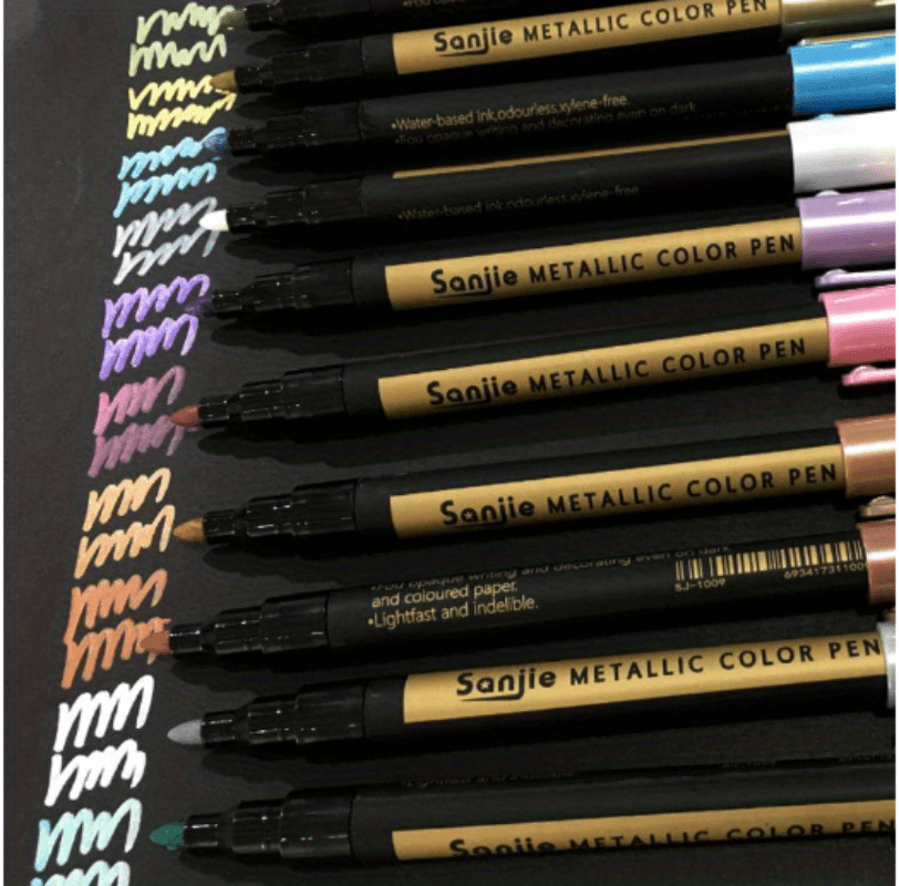 JR.WHITE Paint Markers Pens Metallic, 10 Colors Paint Pens for Rock  Painting, Black Paper, Scrapbook, Photo Album, Paint Marker for DIY Arts &  Crafts, Glass, Wo…