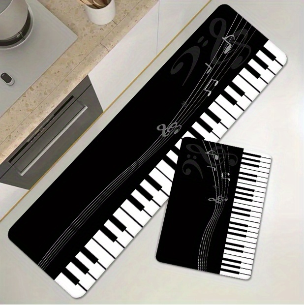 1pc piano key kitchen floor mat non slip oil proof floor mat flannel soft rug waterproof kitchen mat dirt resistant floor mat machine washable entrance doormat   room laundry bathroom water absorbing floor mat room d cor details 6