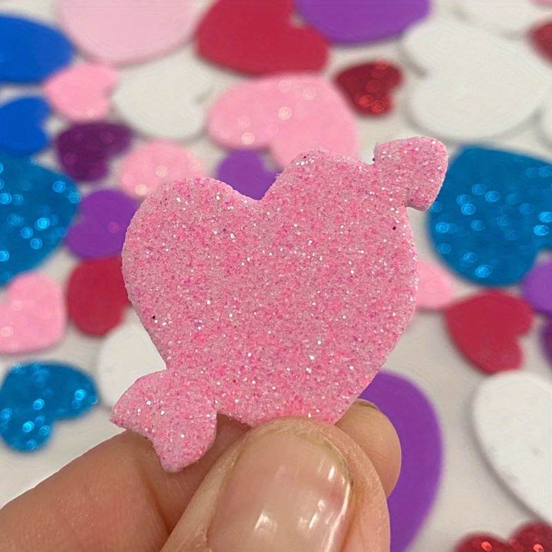 45pcs/lot Love Heart Shapes Glitter Foam Stickers Wedding Birthday Party  Decoration Crafts DIY Self-Adhesive Sticker Kids Toys