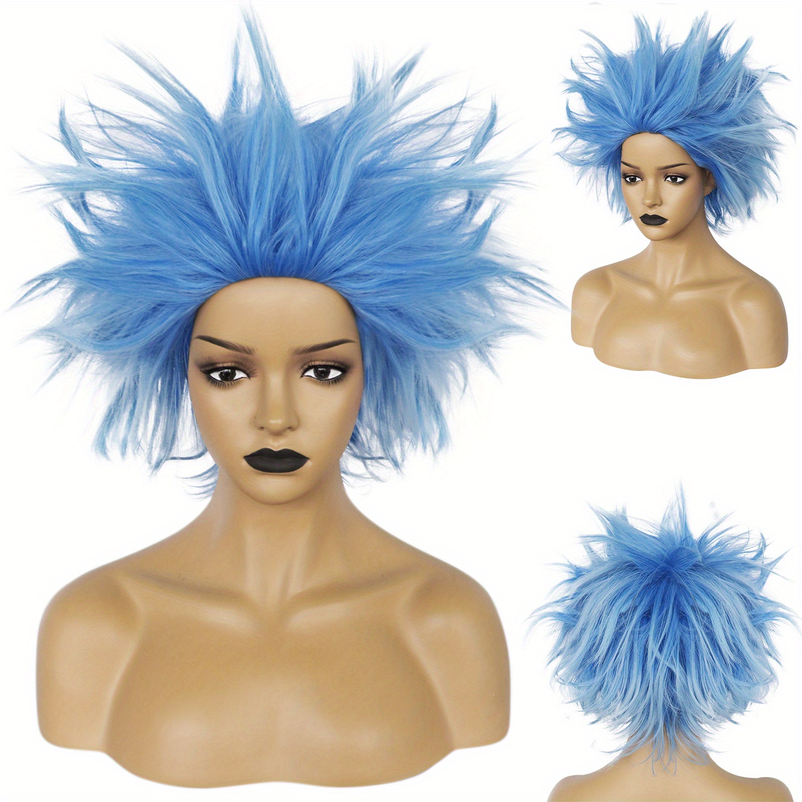 Blue Synthetic Cosplay Wig Wig Natural Looking Temu