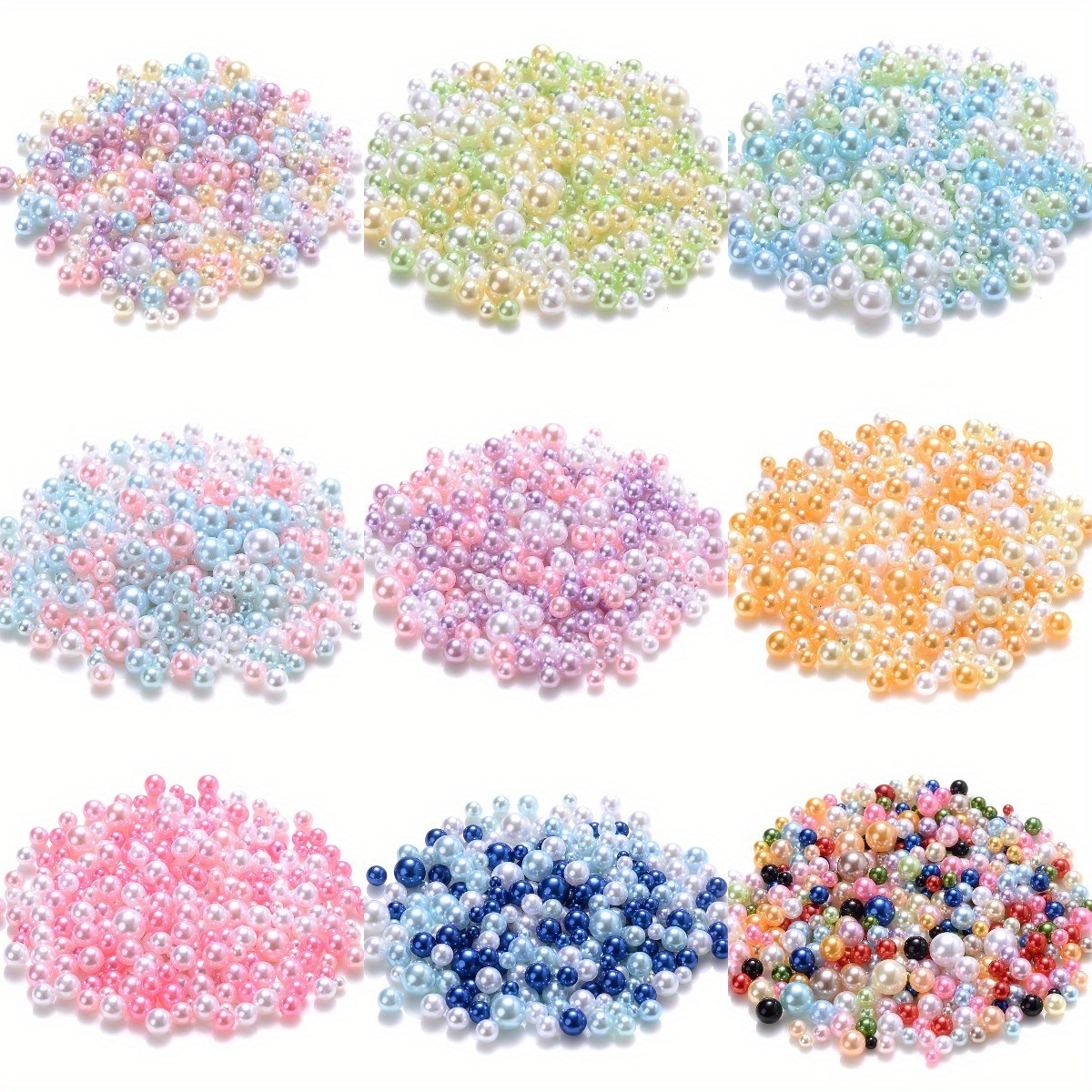 Multicolor Round No Hole Acrylic Imitation Pearl Beads Loose - Temu