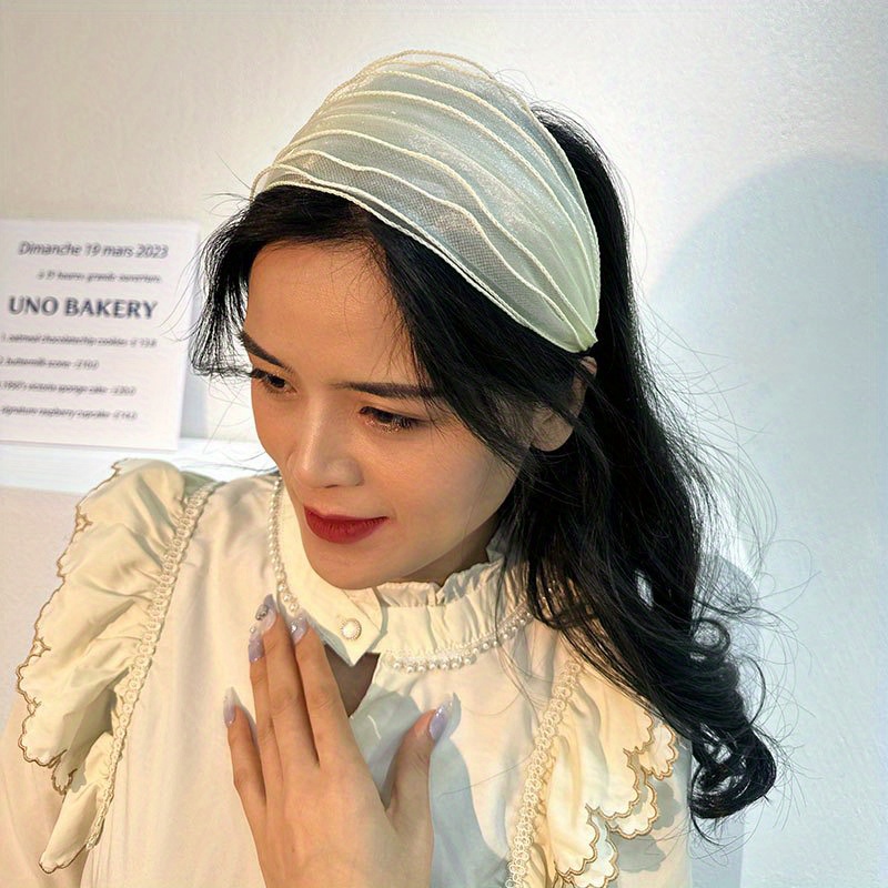 Ruffles Wide Headband Simple Style Head Hoop Elegant Hair Accessories For Women Girls Nonslip