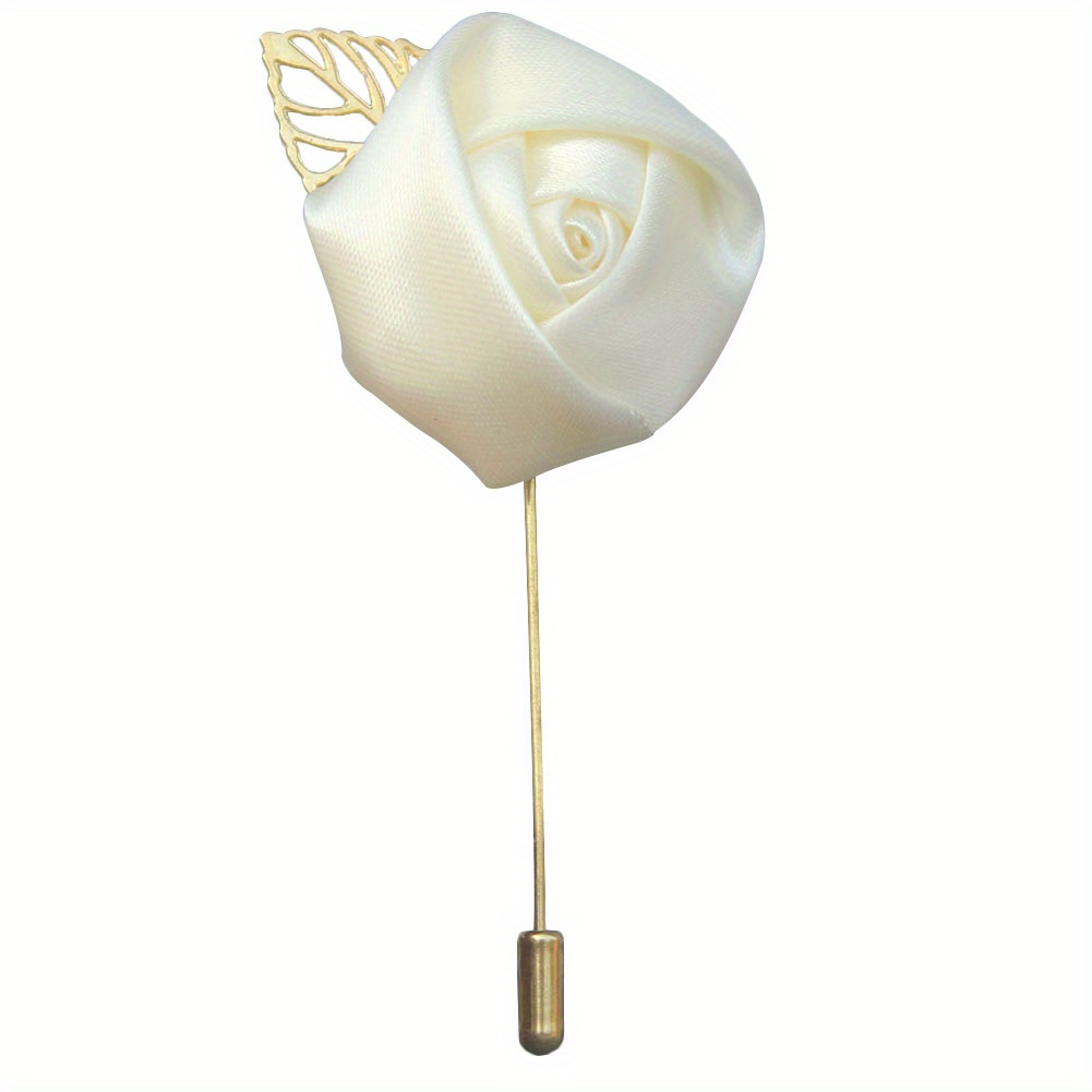 Groom Boutonniere Wedding Buttonholes Gold Leaf Pin Silk - Temu