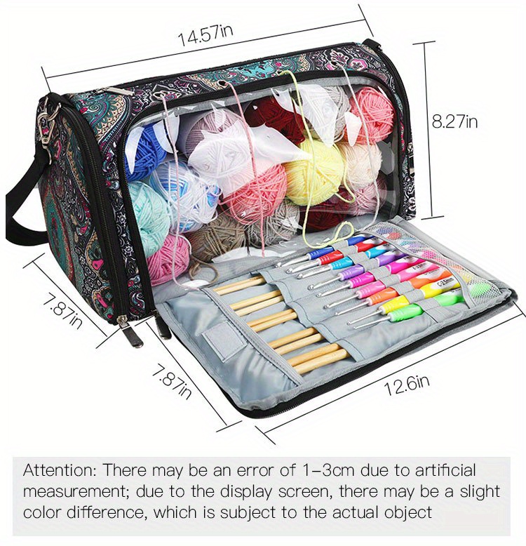 TOGETRUE Yarn Bag, Small Knitting Crochet Bag, Portable Yarn Storage Bags  Organizer for Crocheting Project, Store Skein Ball, Short Knitting Needle