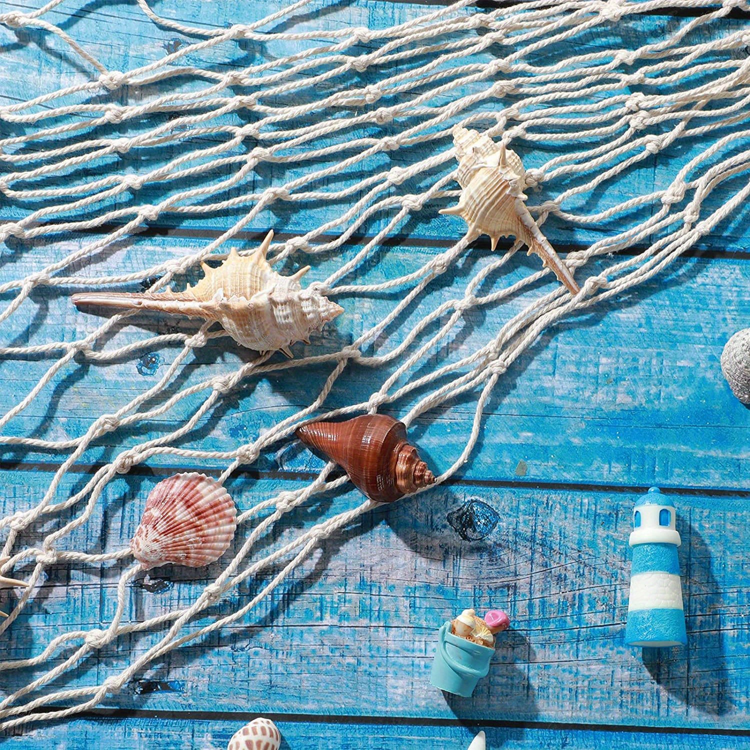 Fishing Net Decoration, Decorative Fishing Net with Sea Shells, Nautical  Party Decorations, Photo Wall Hanging Room Decorations, Beige Woven Wall  Net