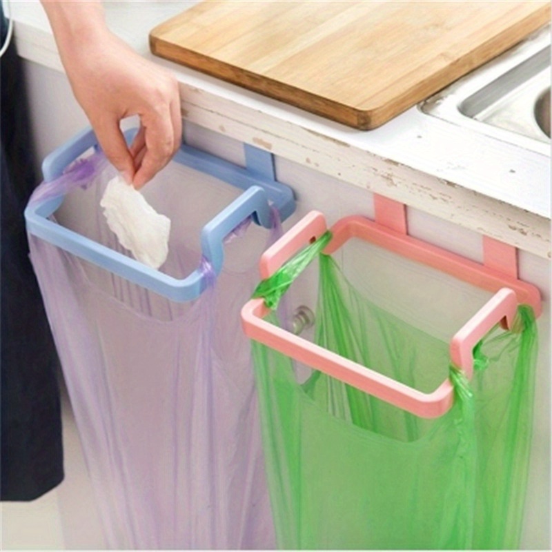 2pcs Kitchen Door Handle Garbage Bag Holder Door Cloth Hanger Trash Can