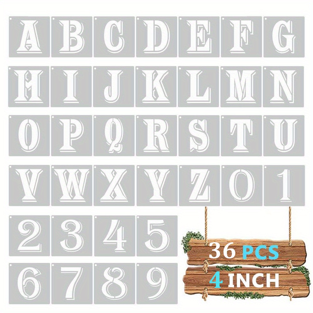 30 Pieces Letter Stencils for Painting 4 x 7 Inch Alphabet Journal