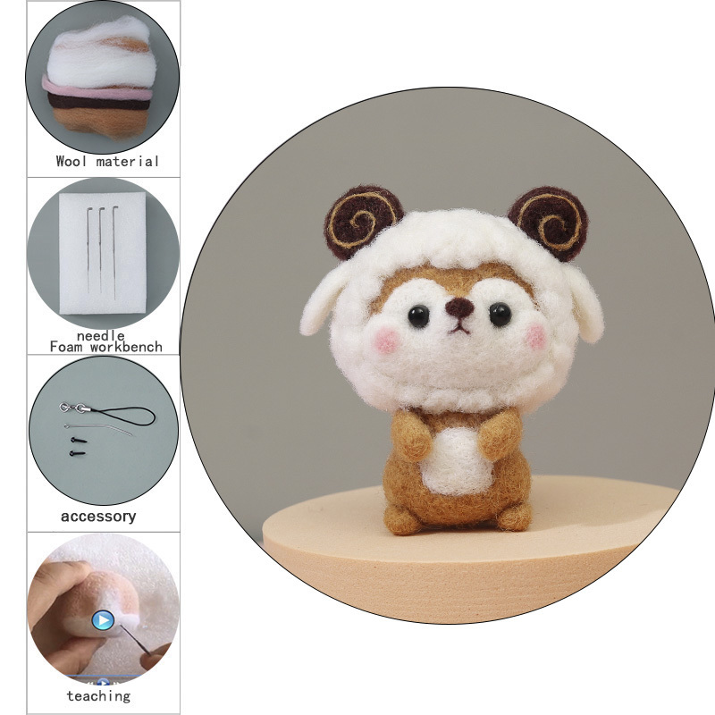 1set Wool Needle Felting Kit For Beginner Starers, Owl Needle Felting Kits  For DIY Art Craft, DIY Material Package, Homemade Pendant Chrismas Gift For