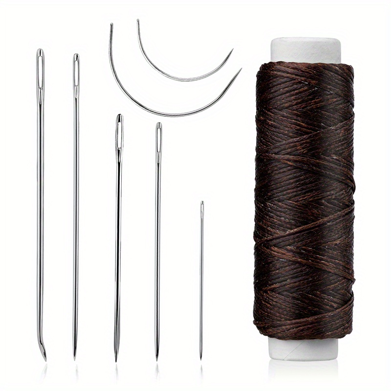 32 Yards Waxed Thread With Leather Hand Sewing Needles 150d - Temu