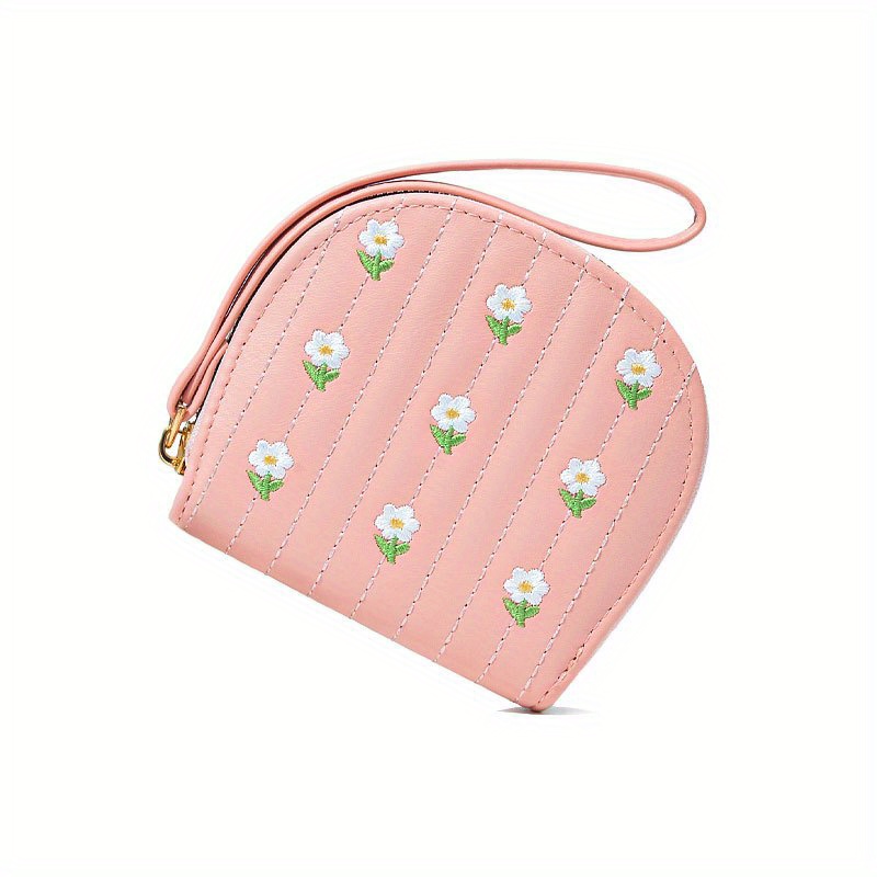 Pink Flower Small Bag Women PU Leather Coin Purses Fashion Jelly Handbag  Girls Coin Card Holder For Kids Purses Keychain