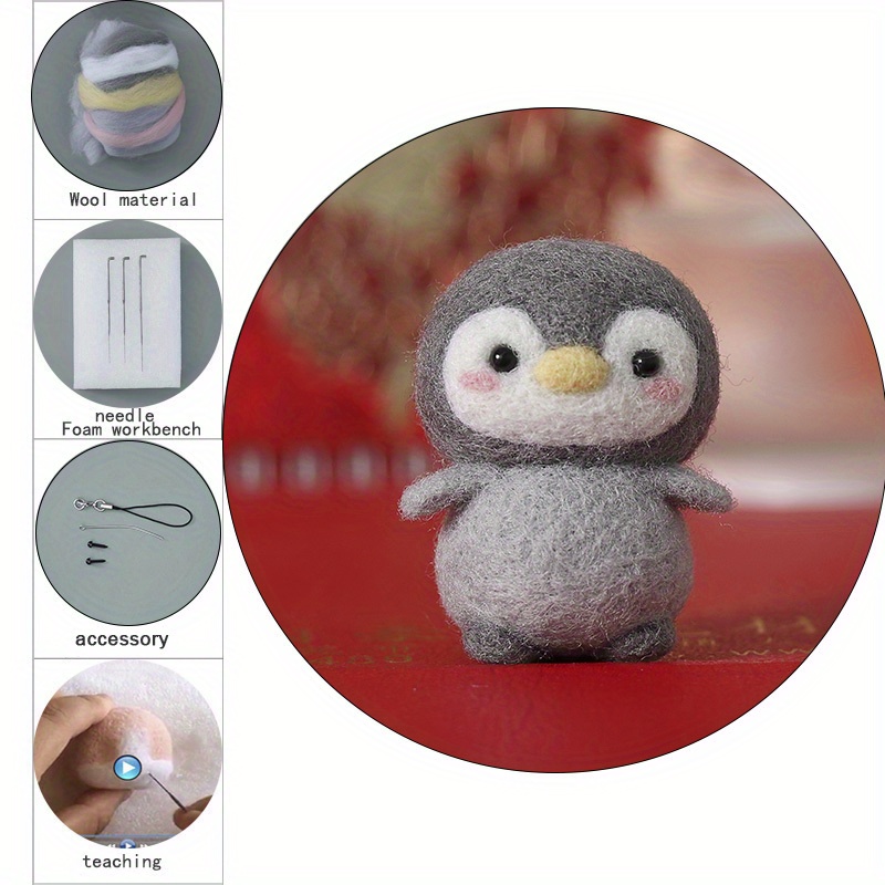 Handmade Needle felted felting kit project Animals fox penguin lamb cu –  Feltify