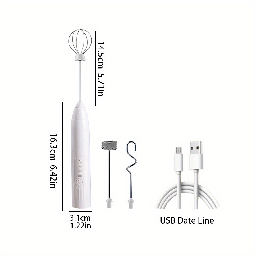 Milk Frother Handheld, USB Rechargeable 3 Speeds Mini Electric