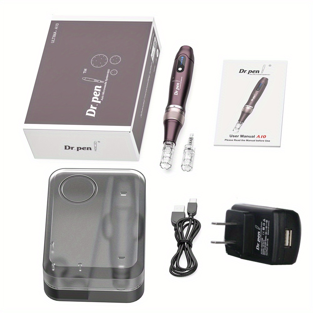 professional microneedling pen with 2pcs needle cartridge wireless derma pen micro needle skin care tools details 1