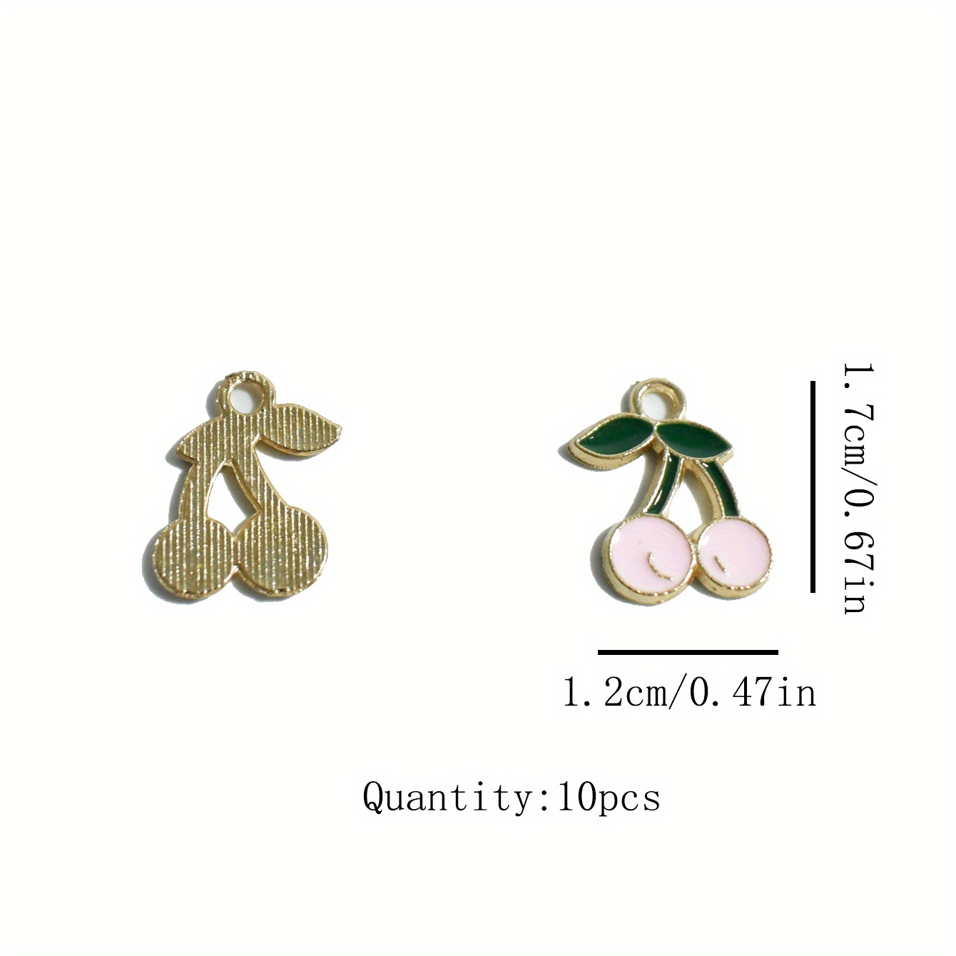 10pcs Pink Cherry Pendants for DIY Jewelry Making