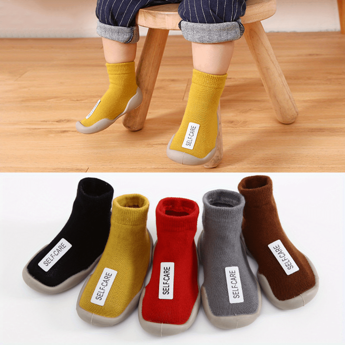 Learning Shoes Unisex Soft Sole Letter Floor Socks 's Home Slippers