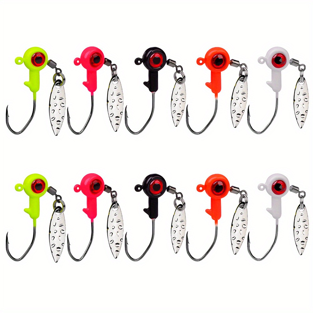 10pcs Jig Heads: Catch More Fish With Eye Ball Painted Hooks For Bass &  Crappie!