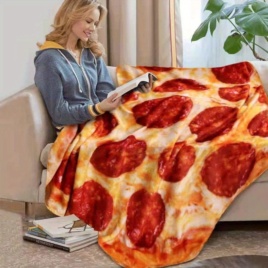 1pc pizza pattern flannel blanket nap blanket warm   throw blanket for couch bed sofa details 1