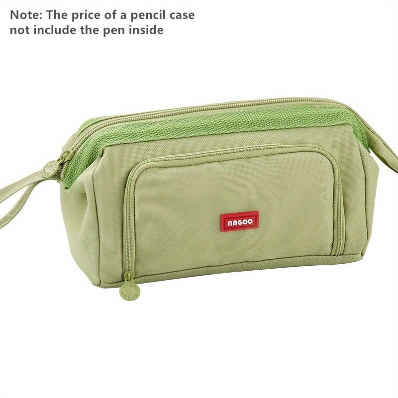 3 Compartments Pencil Pouch Large Capacity Storage Bag Stationery
