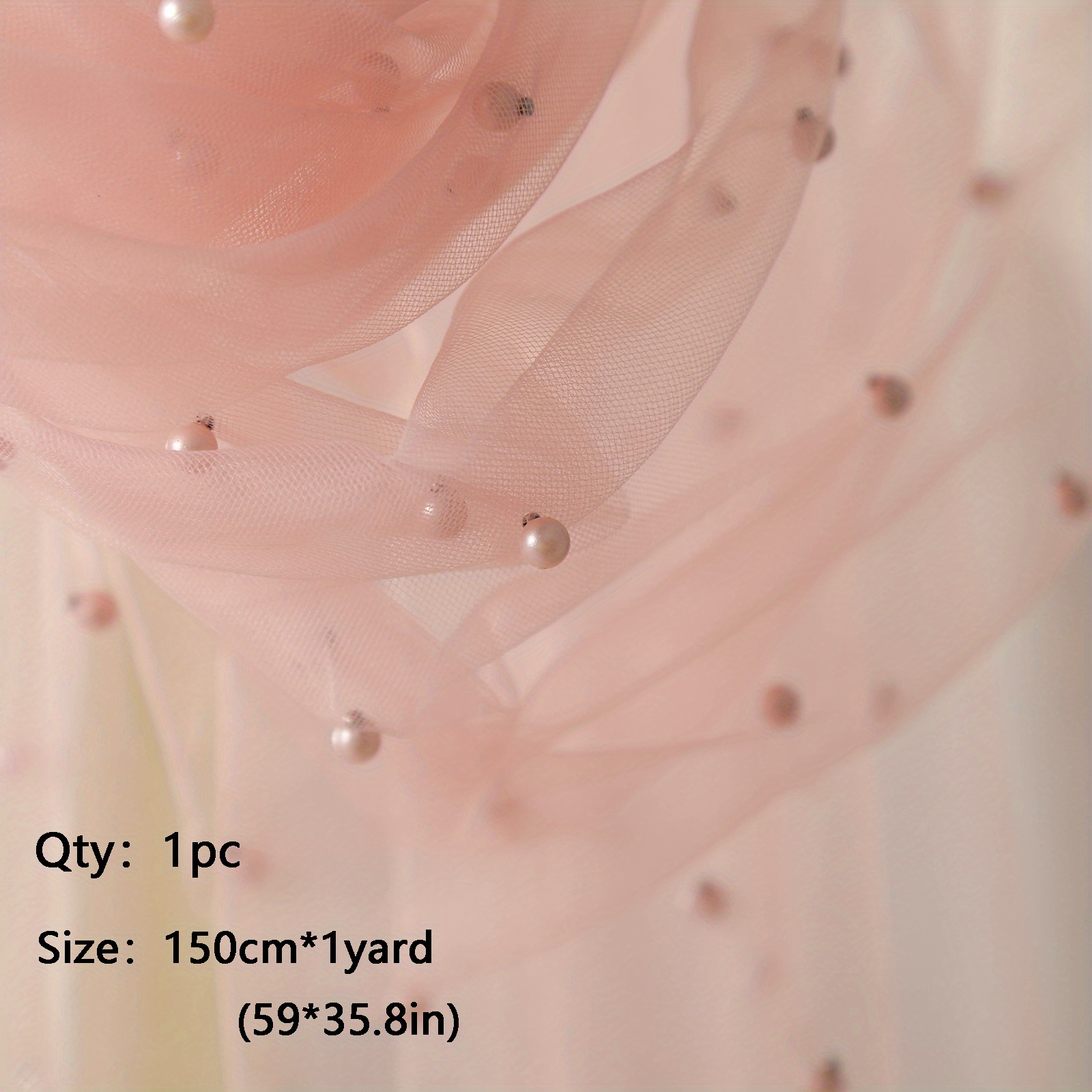 Pink Tulle Fabric. Pearl Tulle Net Fabric. Bridal Tulle, Pearl Embellished  Tulle. Baby Pink Soft Tulle Fabric. 60 Inch Wide, Beaded Tulle 