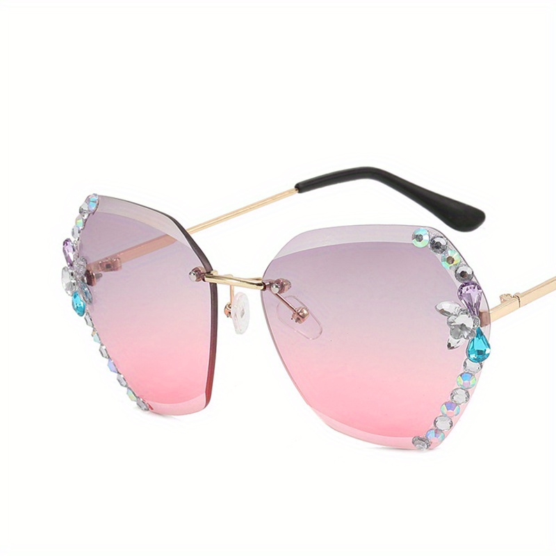 Oversized Rhinestone Gradient Sunglasses UV400