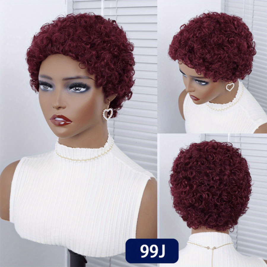 Afro * Human Hair Wigs 6 Inch Short Fluffy Curly Human Hair Wigs For Women  Glueless Full Machine Made Non Lace Wigs