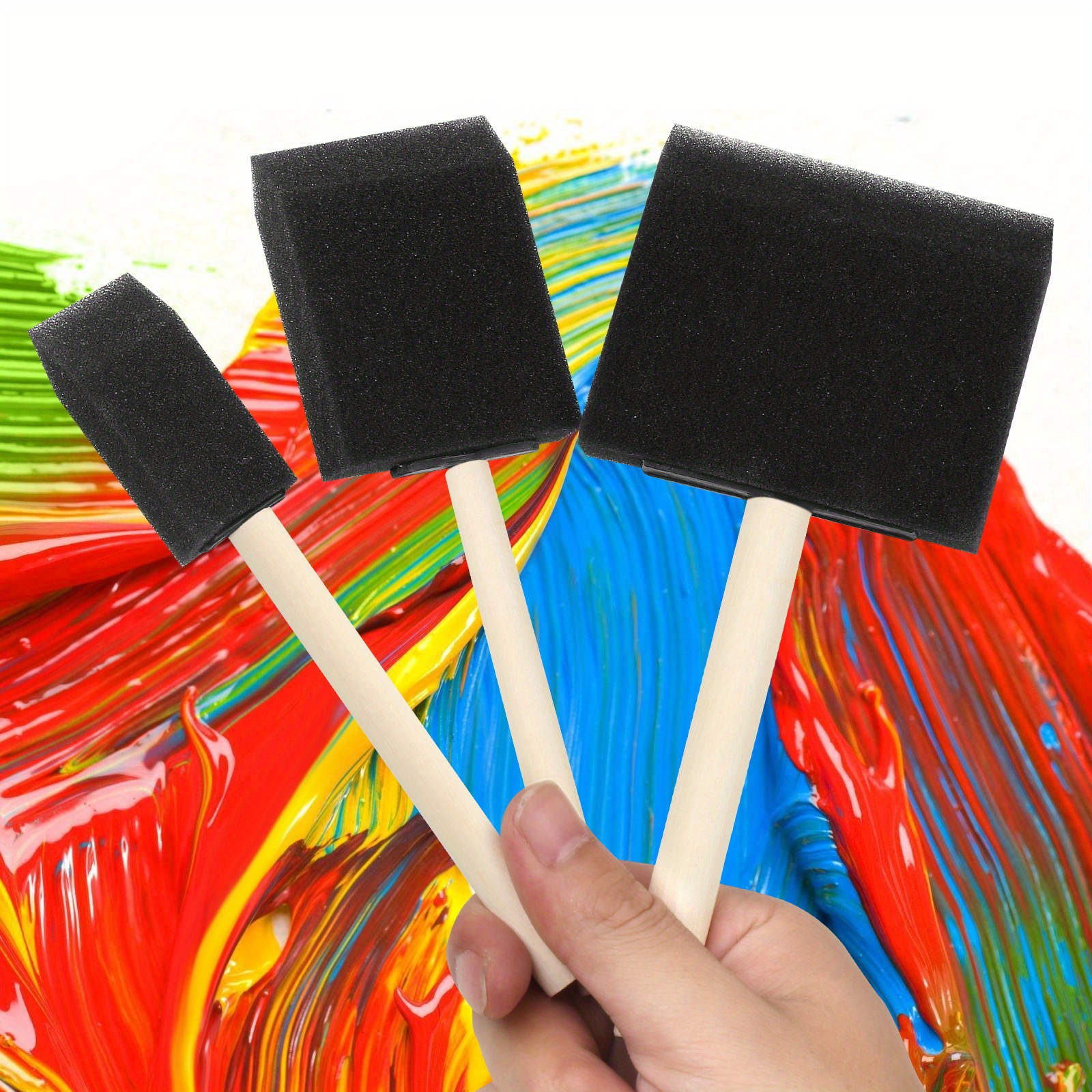 Foam Brush Set Foam Paint Brushes Wood Handle Sponge Brushes - Temu