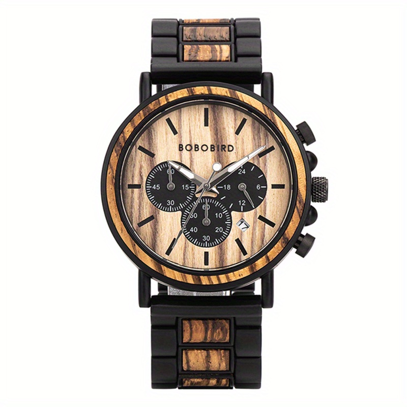 Bobo Bird 1pc Mens Watch Stylish Composite Wood Stainless Steel