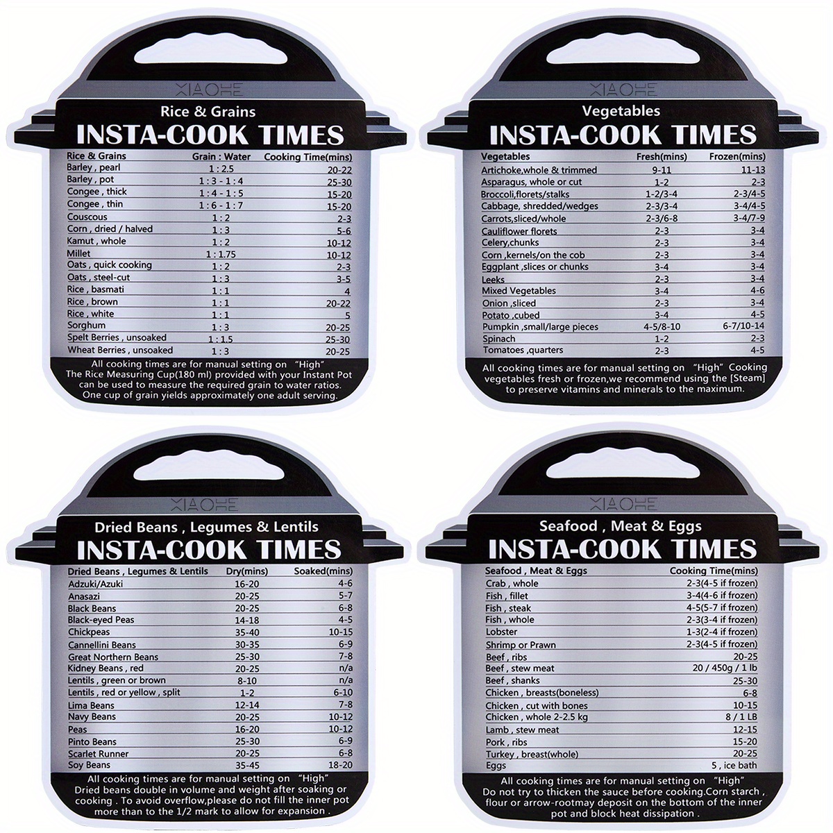 Superb Home - Instant Pot Accessories Cooking Times Cheat Sheet