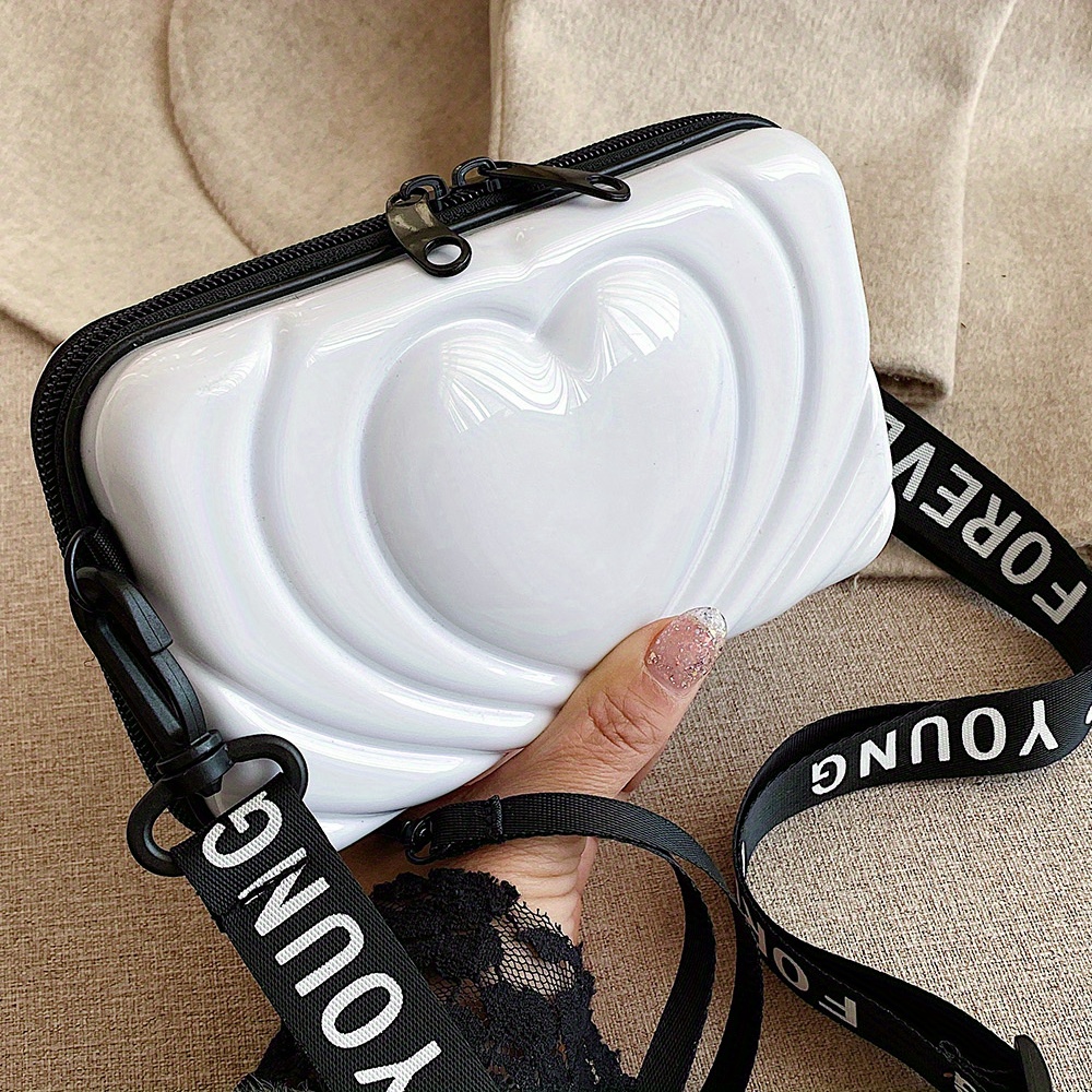 Mini Hard Pvc Square Box Women's Heart Pattern Crossbody Bag - Temu