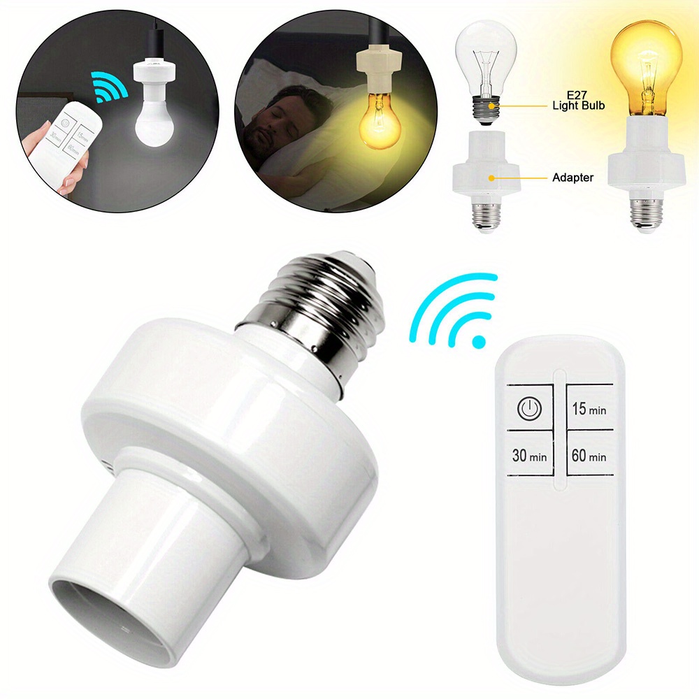 2 Pack Remote Control Light Bulb Socket E26/E27, Wireless Light Switch for  Pull Chain Light Fixture with Timing Funtion, 100FT Remote Range, No Wiring