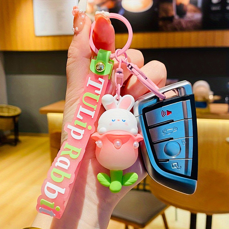 Korean Colorful Rabbit Bunny Keychain Crystal Acrylic Doll Pendant Car Bag Key  Chain Ring Girls Small CAR Acessories Key Ring - AliExpress