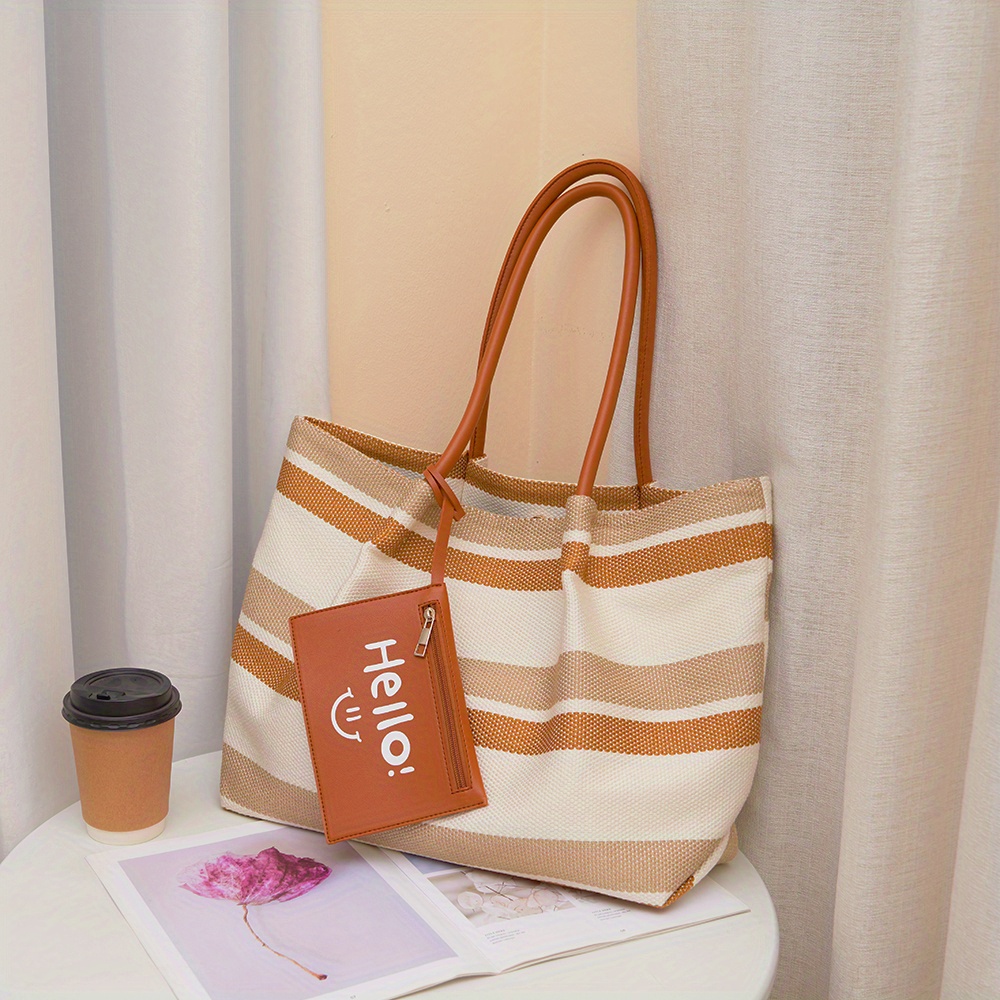 Large Capacity Simple Tote Bag Stripe Pattern