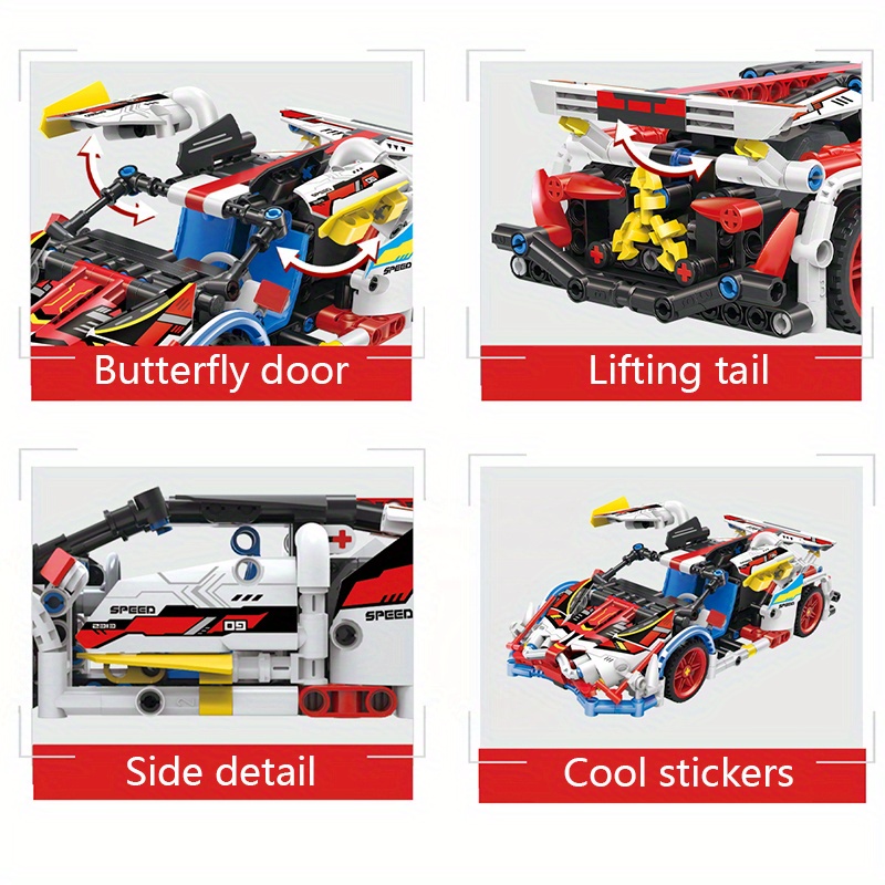子供用ビルディングブロック車のおもちゃ、レーシングカースプライシングビルディングブロック、教育知育玩具、プルバックスーパーランニングレーシングカー、男の子と女の子へのホリデーギフト