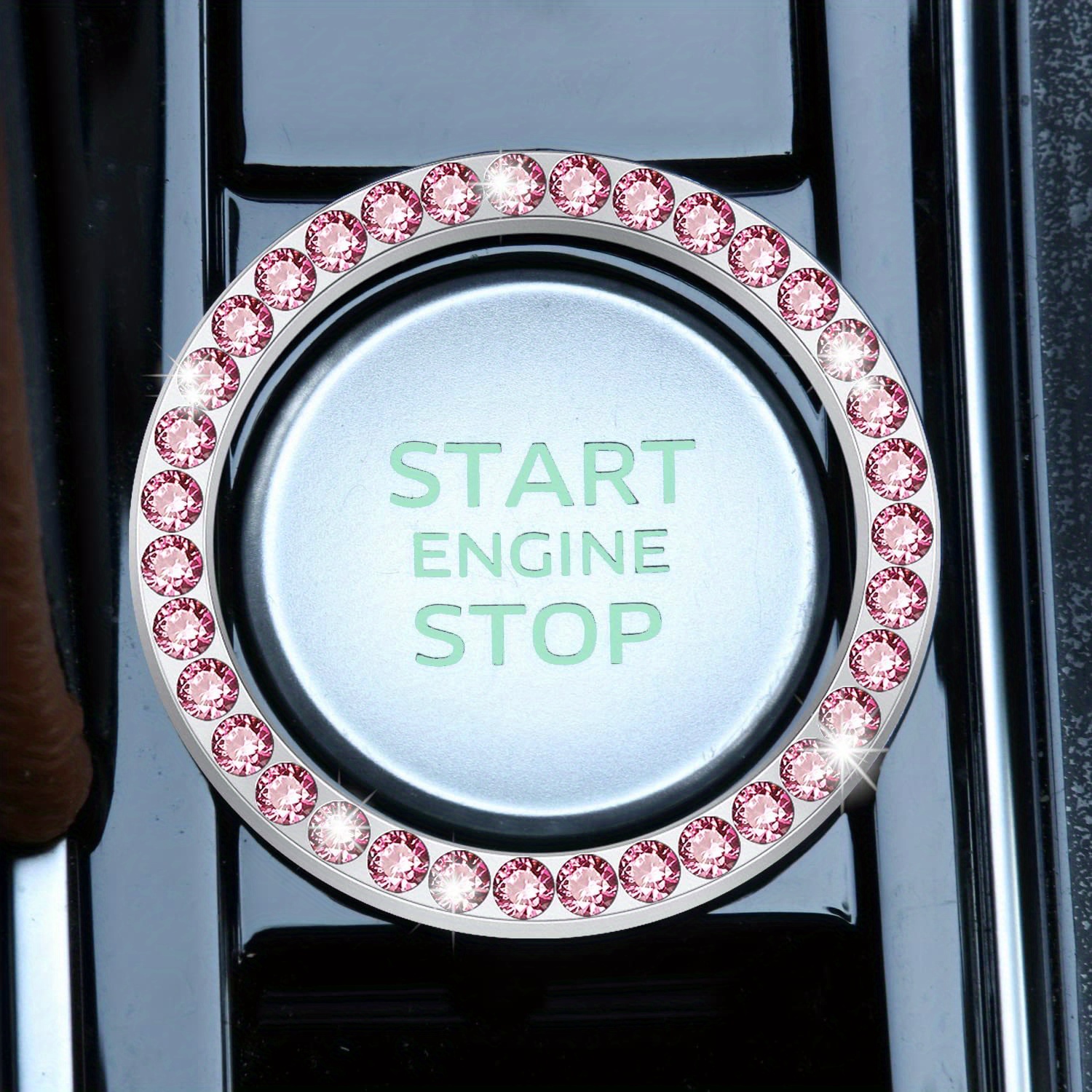 Push Start Button Cover Crystal Car Stickers Rings Womens Bling Rhinestone