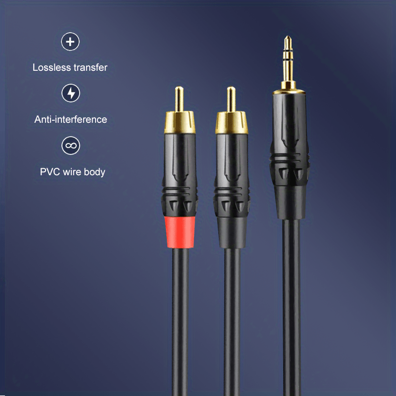 2rca Cable Rca Male Aux Audio Adapter Hifi Sound Headphone - Temu