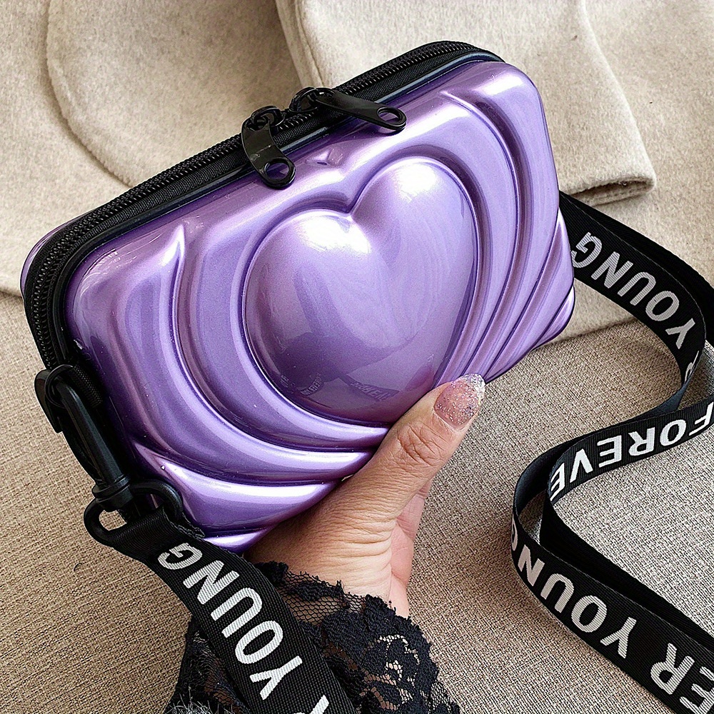 Mini Hard Pvc Square Box Women's Heart Pattern Crossbody Bag - Temu