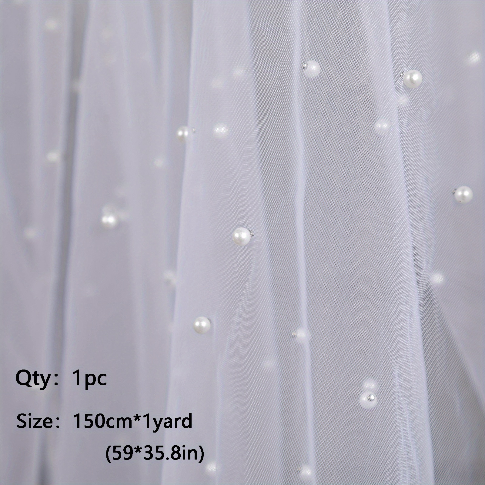 1yard Pearl Tulle Fabric Beads Veil Jacquard Fabric Sewing - Temu