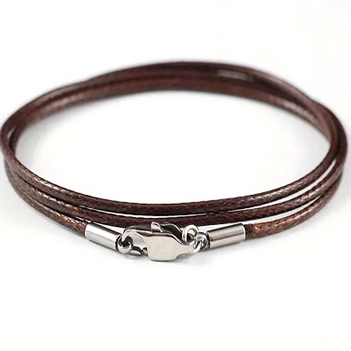 Men's 3mm Wax Cord Choker Necklace with Stainless Steel Clasp