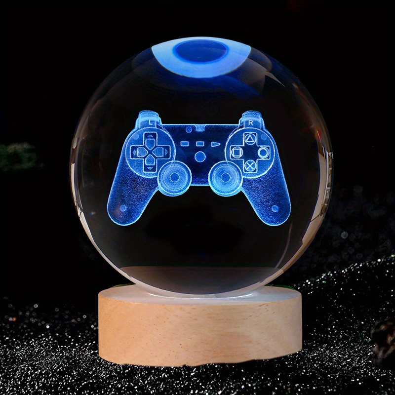 1pc 3D Electric Game Controller Night Light, Crystal Ball Multi-coloured  Small Night Light, Send ToCompact Nightlight For Gaming Room Decor Toy Gifts