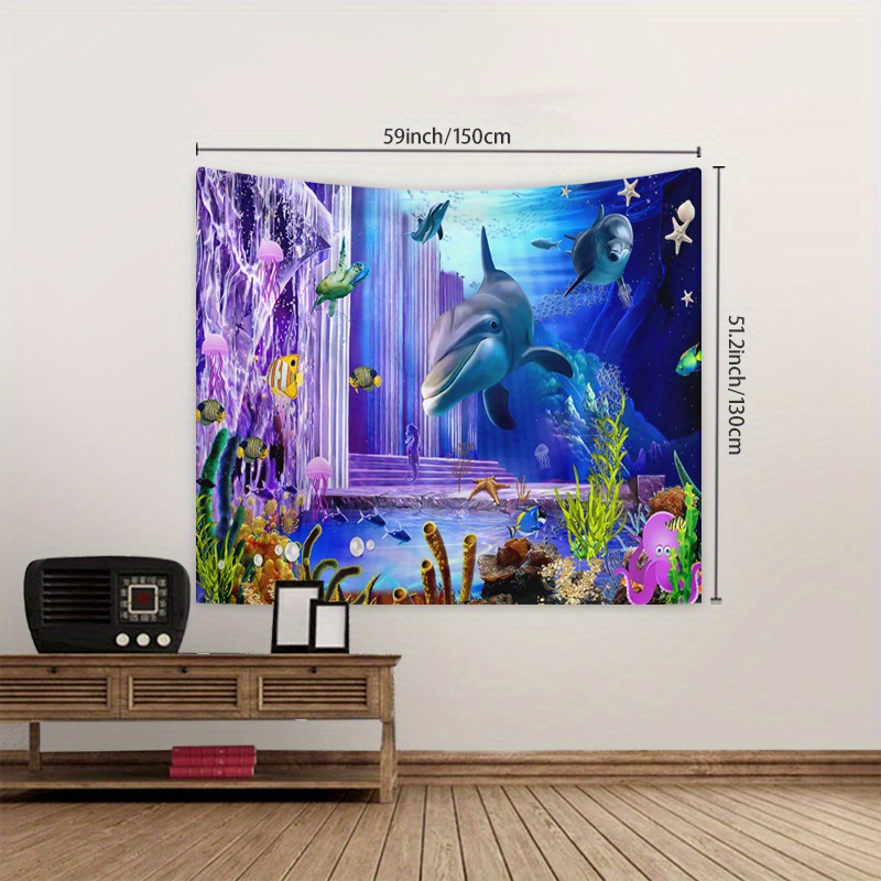 Tropical Fish Undersea World Tapestry Wall Hanging Ocean Animals