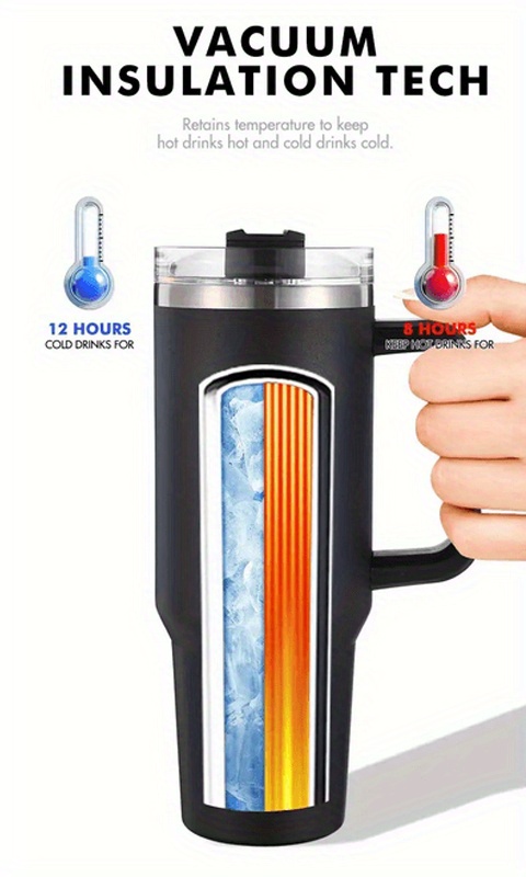 Tumbler With Handle And Straw Lid Portable Vacuum Cup Sealed - Temu