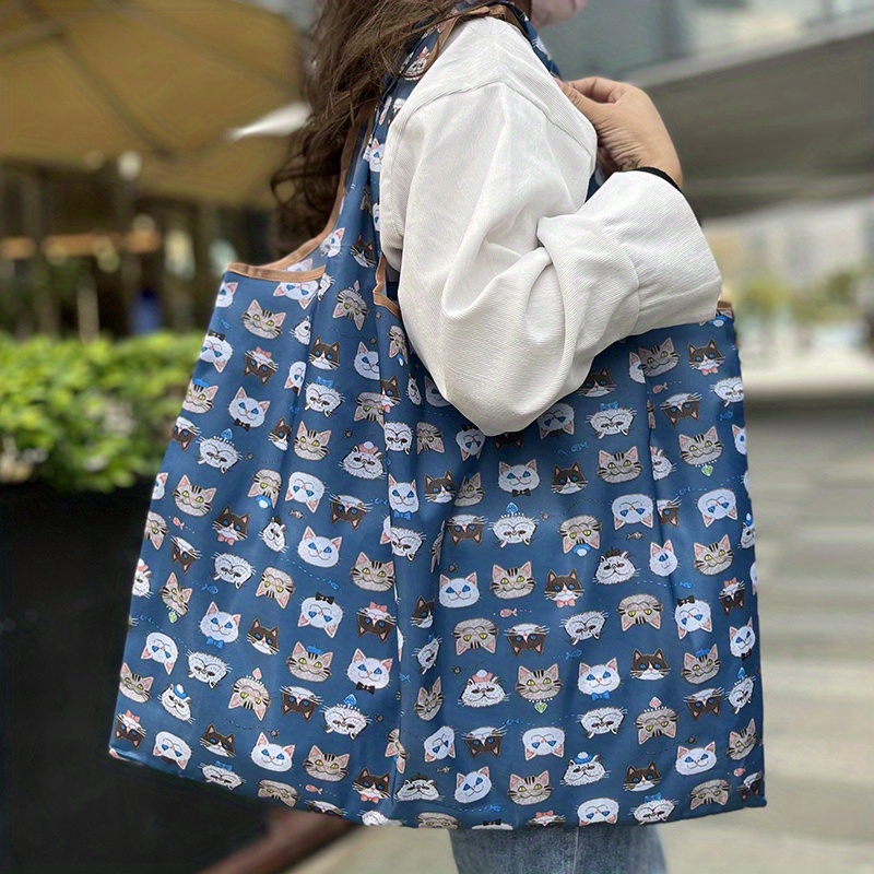 Cartoon Pattern Large Capacity Tote Storage Pouch, Canvas Lightweight  Luggage Bag, Portable Travel Storage Bag - Temu