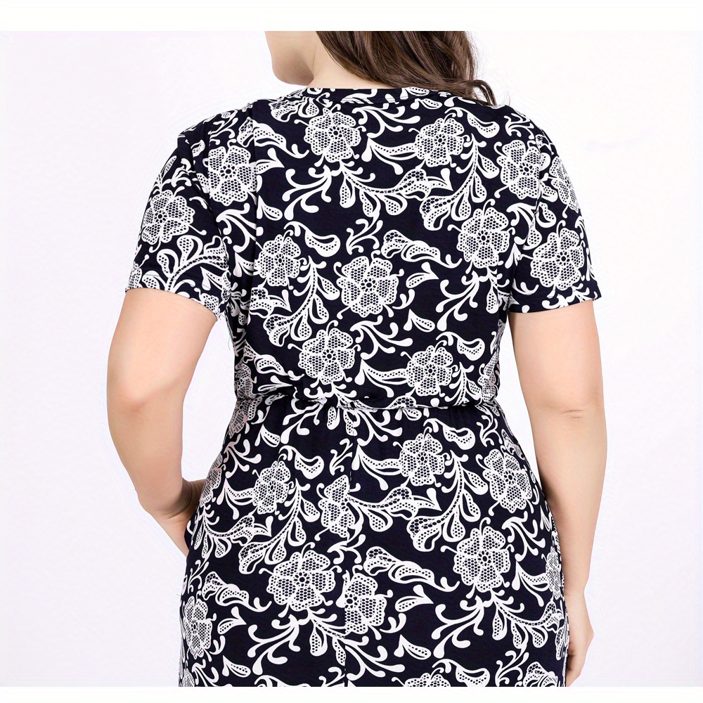 Plus Size Elegant Dress Womens Plus Floral Print Short Regionname 5716