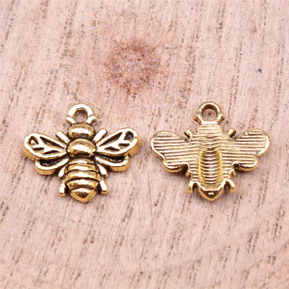 Bee charms - antique gold